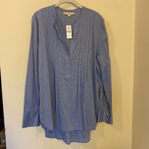 Loft blue cotton blend blouse Size L NWT